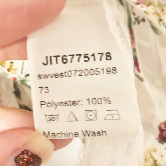 Floral Crop Top Lace-Trim Tie-Front Cami White Boho Summer Tank - Picture 5 of 6